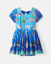Underwater Discovery Bow Back Skater Dress with Bodysuit