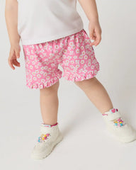 Sweet Pink Petals Ruffle Shorts