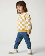 Cheery Checks Drop Shoulder Crewneck