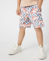 Shark Fin Checks Drawstring Shorts