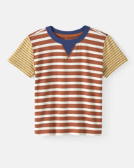 Golden Amber Heather Stripe Relaxed Tee