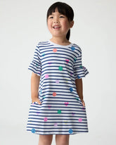 Smiley Stripes Ruffled Shift Dress