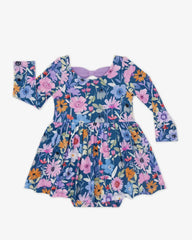 Dusk Blooms Bow Back Skater Dress with Bodysuit