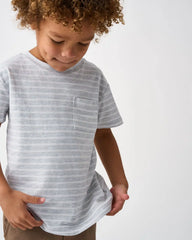 Light Heather Gray Stripe Relaxed Pocket Tee