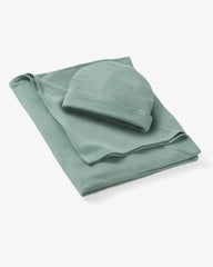 Willow Ribbed Swaddle & Infant Beanie Set