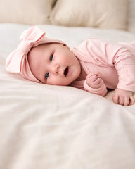 Prima Pink Ribbed Luxe Bow Headband
