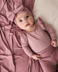Rosewood Ribbed Luxe Bow Headband