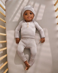 Dove Gray Stripe Henley Bodysuit