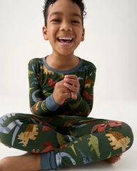 Roar & Explore Green Two-Piece Pajama Set