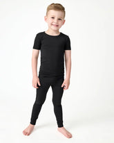 Black Two-Piece Short Sleeve Pajama Set