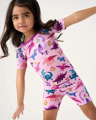 Roar & Explore Pink Two-Piece Short Sleeve & Shorts Pajama Set