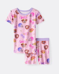 Team Spirit Pink Two-Piece Short Sleeve & Shorts Pajama Set