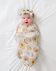 Desert Sunrise Swaddle & Luxe Bow Headband Set