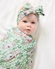 Koala Cuddles Swaddle & Luxe Bow Headband Set