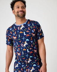 Blue Rancher Roundup Men's Short Sleeve Pajama Top