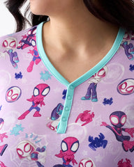 Spidey & His Amazing Friends Purple Tiny Webs Women's Long Sleeve Pajama Top