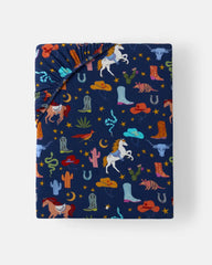 Blue Rancher Roundup Fitted Crib Sheet