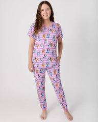 Bluey Dance All Day Pink Women's Short Sleeve Pajama Top
