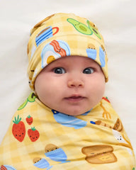 Breakfast Bunch Swaddle & Beanie Set