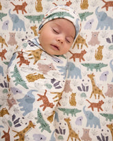 Sweet Safari Swaddle & Infant Beanie Set