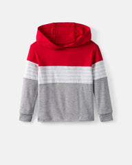Candy Red Colorblock Hooded Tee
