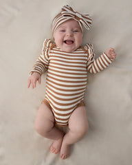 Chestnut Brown Stripe Flutter Bodysuit