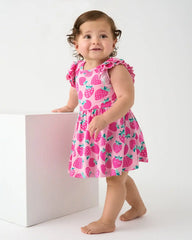 Sweet Strawberries Flutter Twirl Dress with Bodysuit