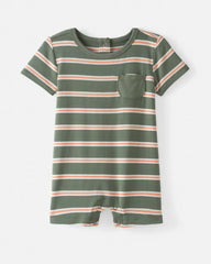 Moss Stripe Pocket Shorty Romper