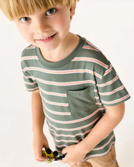 Moss Stripe Relaxed Pocket Tee