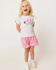 Sweet Pink Petals Ruffle Shorts