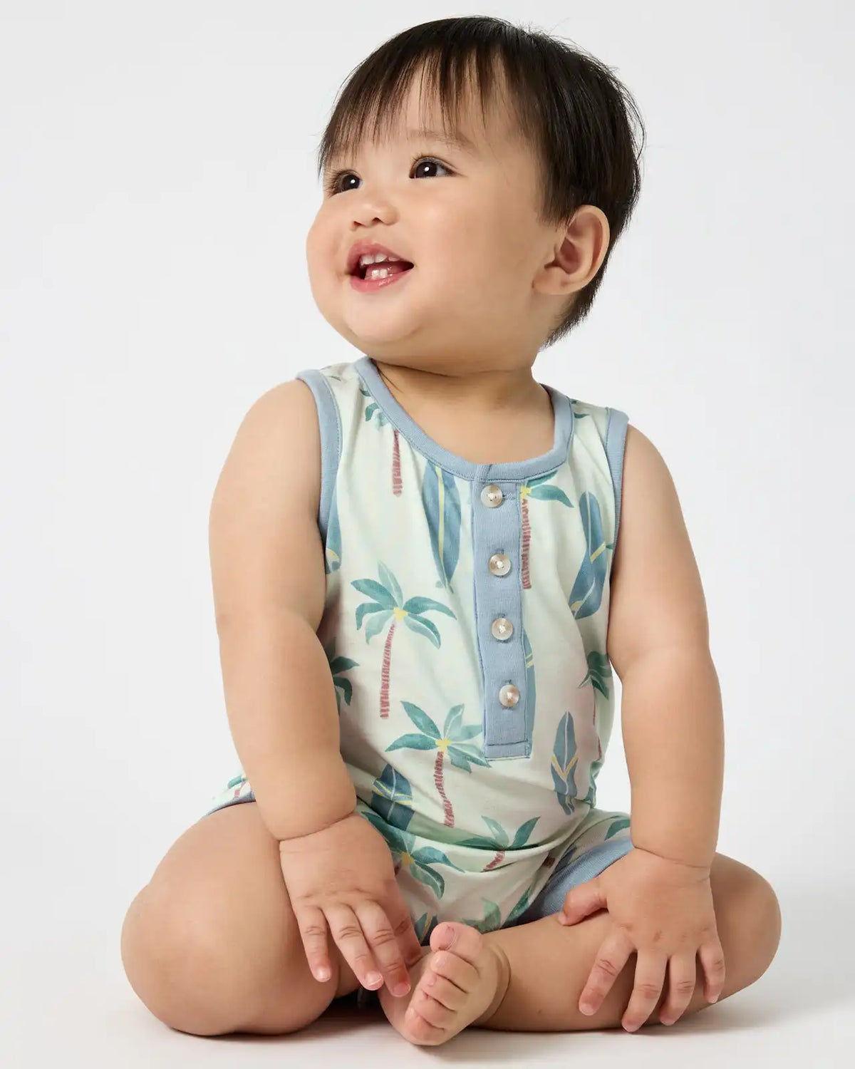 Palm Dunes Henley Romper