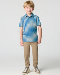 Jay Blue Heather Stripes Polo Shirt