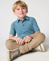 Jay Blue Heather Stripes Polo Shirt