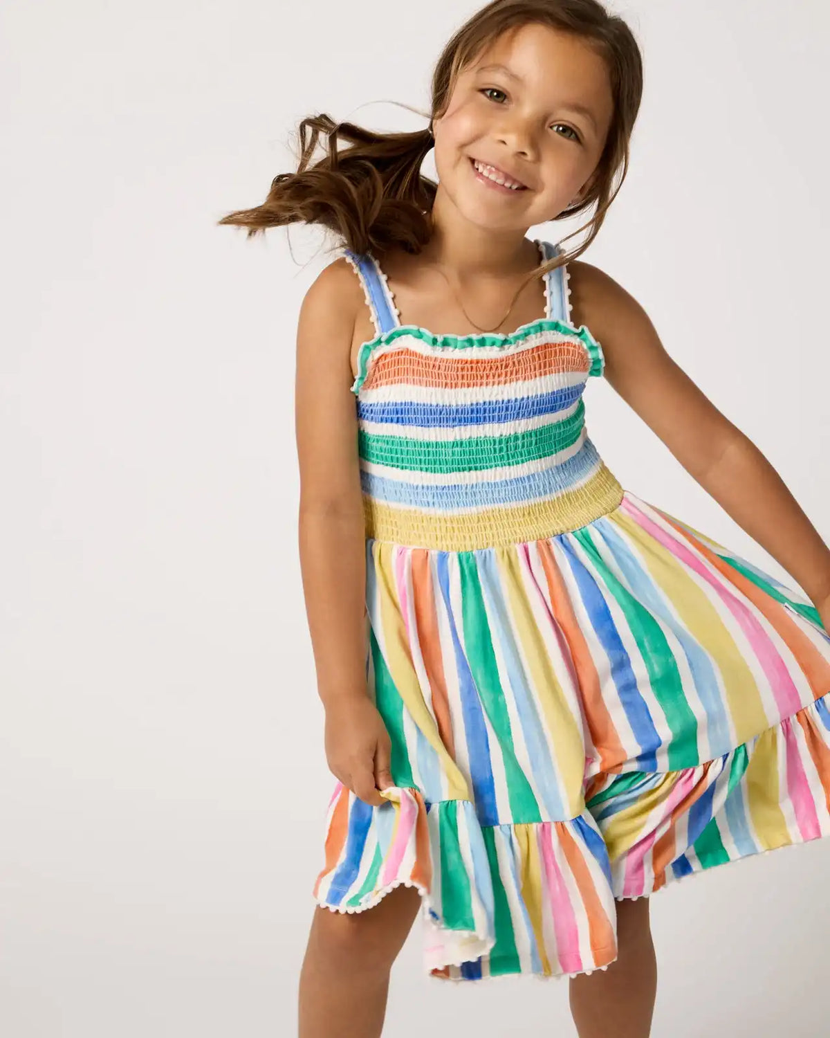 Rainbow Ribbon Smocked Tank Dress