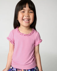 Blush Orchid Ribbed Ruffle Tee