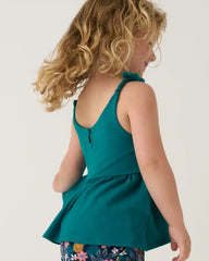 Midnight Tide Embroidered Peplum Tank