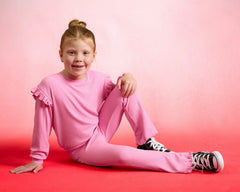 Sweet Pink Ribbed Flare Pant