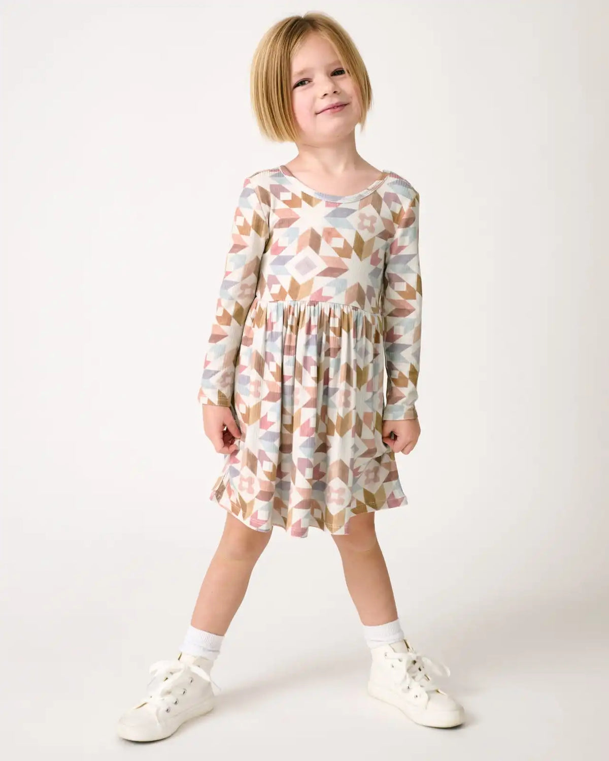 Kaleidoscope Dreams Ribbed Skater Dress