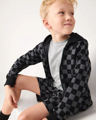Monochrome Checks Zip Hoodie