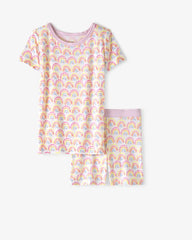 Pastel Rainbows Two-Piece Short Sleeve & Shorts Pajama Set