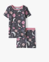 Pink To the Moon & Back Two-Piece Short Sleeve & Shorts Pajama Set