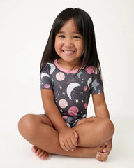 Pink To the Moon & Back Two-Piece Short Sleeve & Shorts Pajama Set