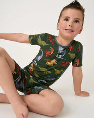 Roar & Explore Green Two-Piece Short Sleeve & Shorts Pajama Set