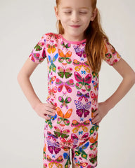 Flutter Garden Two-Piece Short Sleeve & Shorts Pajama Set