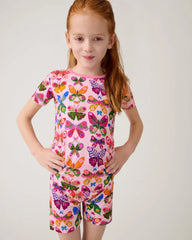 Flutter Garden Two-Piece Short Sleeve & Shorts Pajama Set