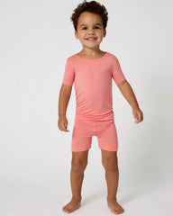 Sweet Papaya Two-Piece Short Sleeve & Shorts Pajama Set