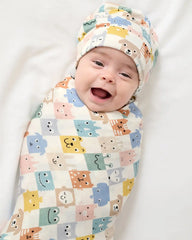 Check Mates Swaddle & Beanie Set