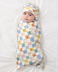 Check Mates Swaddle & Beanie Set