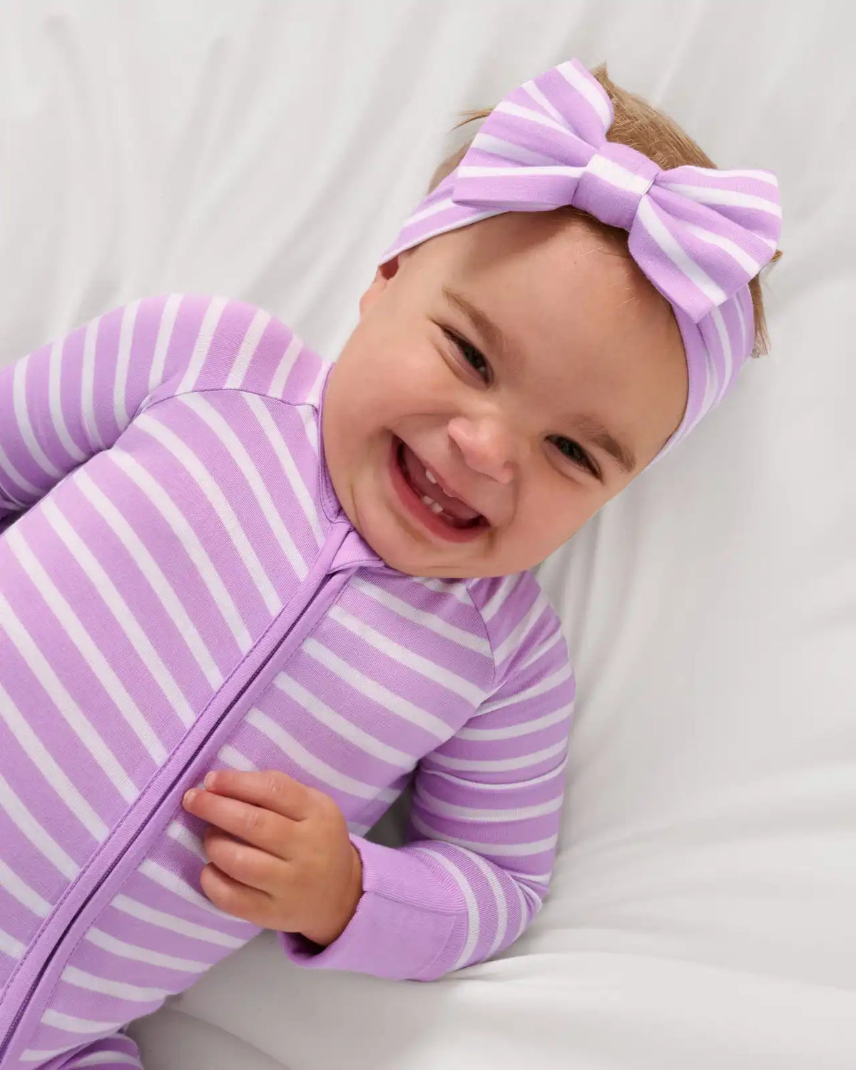 Sweet Orchid Stripe Luxe Bow Headband
