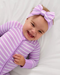 Sweet Orchid Stripe Luxe Bow Headband